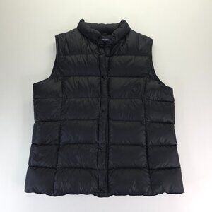 Lands End Down Puffer Vest Womens Black Quilted M
